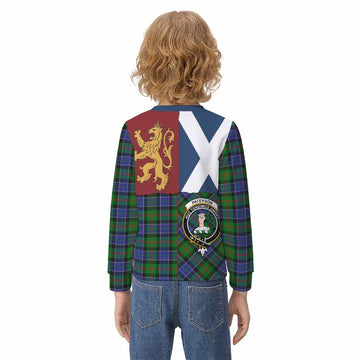 Paterson Crest Tartan Kid Knitted Sweatshirt with Lion Rampant Saltire Style