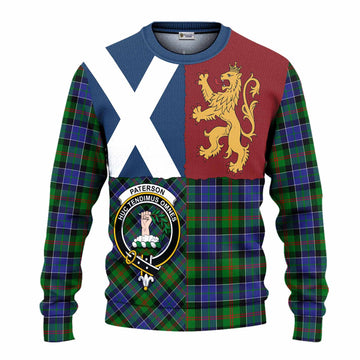 Paterson Crest Tartan Knitted Sweater with Lion Rampant Saltire Style