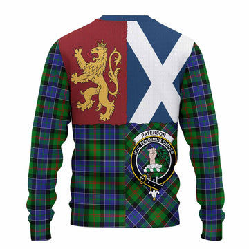Paterson Crest Tartan Knitted Sweater with Lion Rampant Saltire Style