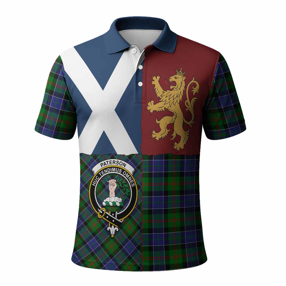 Paterson Crest Tartan Polo Shirt with Lion Rampant Saltire Style