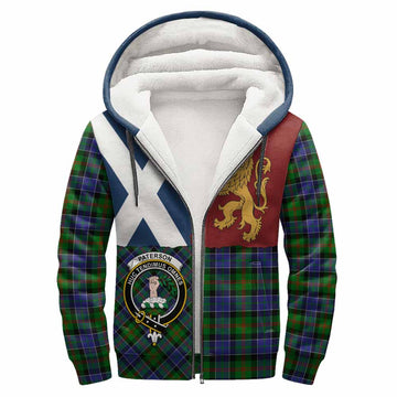 Paterson Crest Tartan Sherpa Hoodie with Lion Rampant Saltire Style