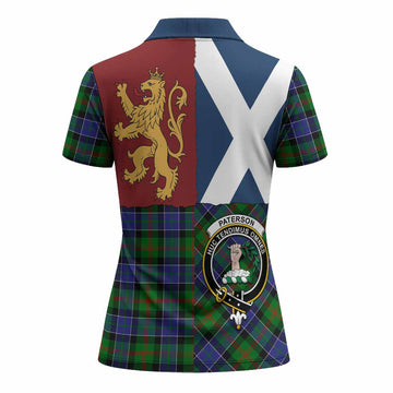 Paterson Crest Tartan Women Polo Shirt with Lion Rampant Saltire Style