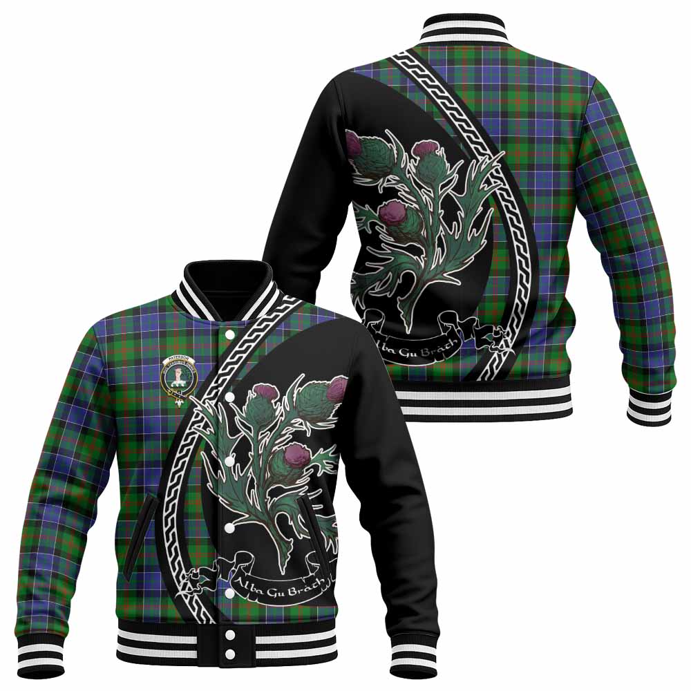 Paterson Family Crest Tartan Baseball Jacket Alba Thistle Inspired - Tartan Vibes Clothing
