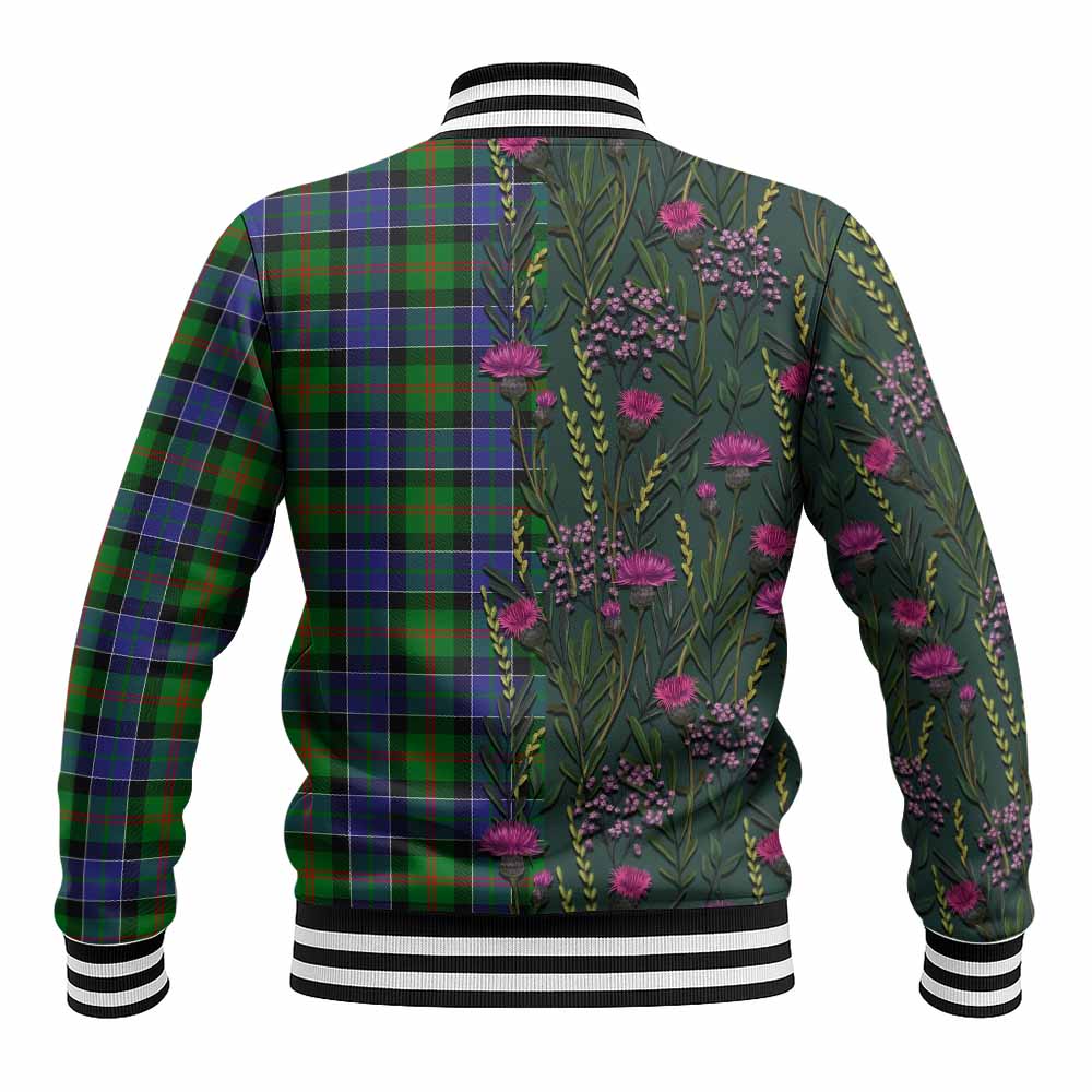 Paterson Family Crest Tartan Baseball Jacket Scottish Thistle Flower Pattern Half Style - Tartan Vibes Clothing