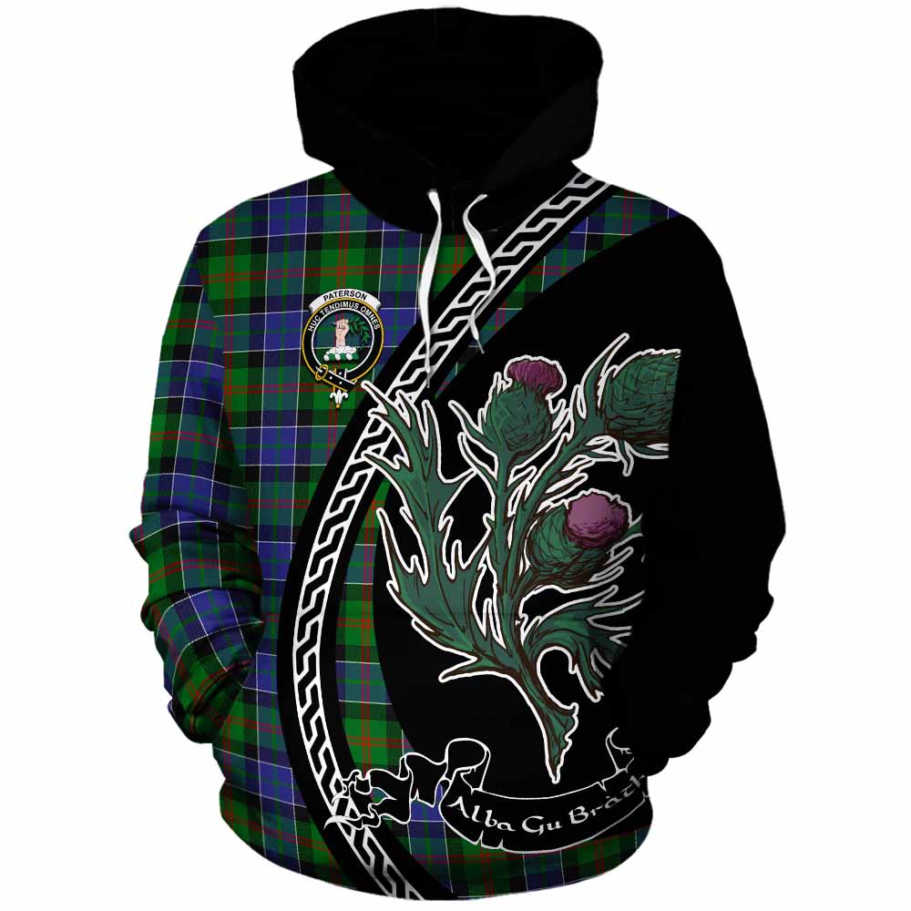 Paterson Family Crest Tartan Cotton Hoodie Alba Thistle Inspired - Tartan Vibes Clothing