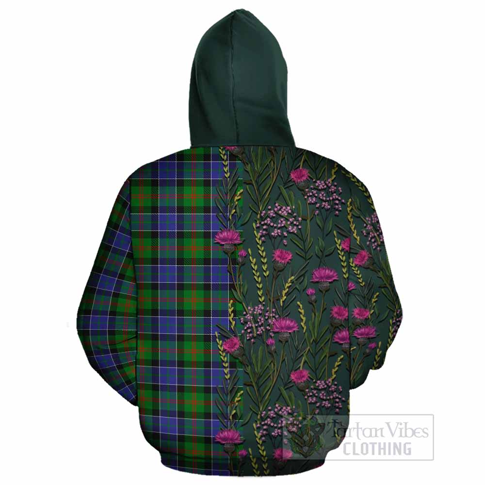 Paterson Family Crest Tartan Cotton Hoodie Scottish Thistle Flower Pattern Half Style - Tartan Vibes Clothing
