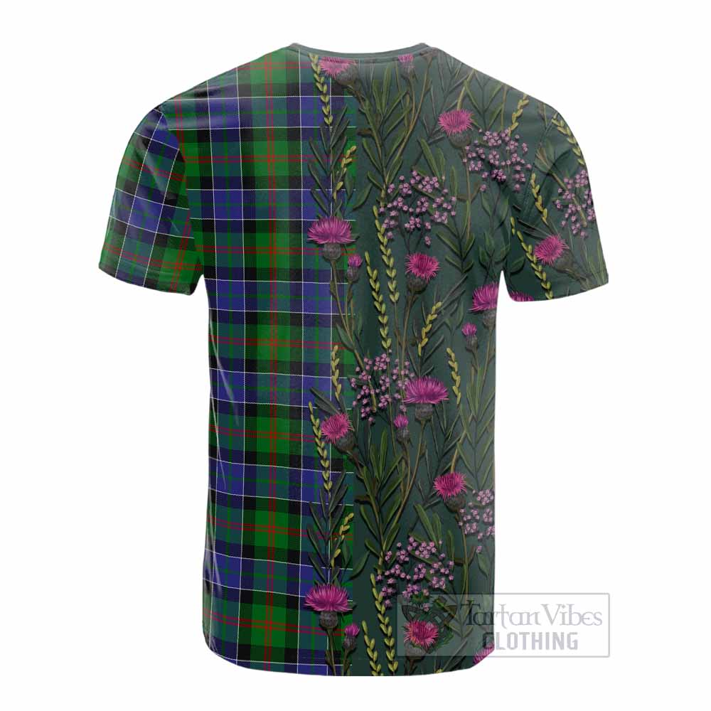 Paterson Family Crest Tartan Cotton T-shirt Scottish Thistle Flower Pattern Half Style - Tartan Vibes Clothing