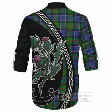 Paterson Family Crest Tartan Ghillie Shirt Alba Thistle Inspired