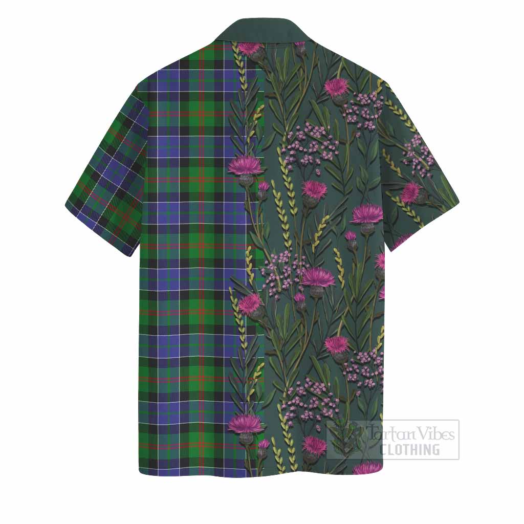 Paterson Family Crest Tartan Hawaiian Shirt Scottish Thistle Flower Pattern Half Style - Tartan Vibes Clothing