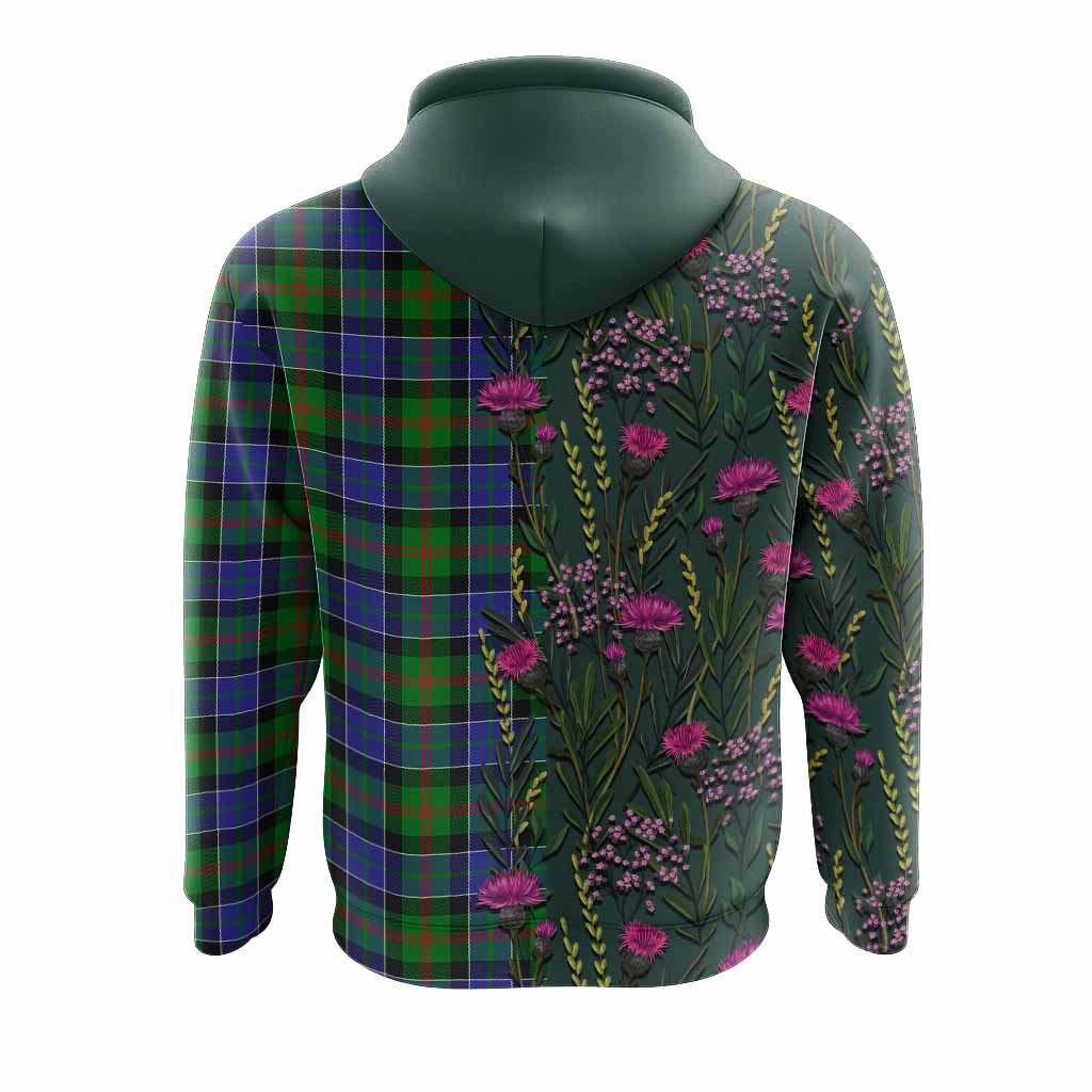 Paterson Family Crest Tartan Hoodie Scottish Thistle Flower Pattern Half Style - Tartan Vibes Clothing