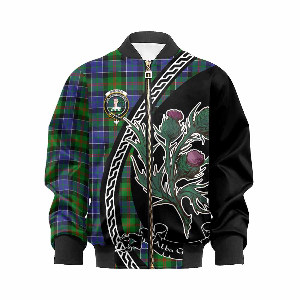 Paterson Family Crest Tartan Kid Bomber Jacket Alba Thistle Inspired - Tartan Vibes Clothing