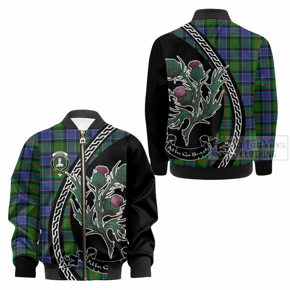 Paterson Family Crest Tartan Kid Bomber Jacket Alba Thistle Inspired - Tartan Vibes Clothing