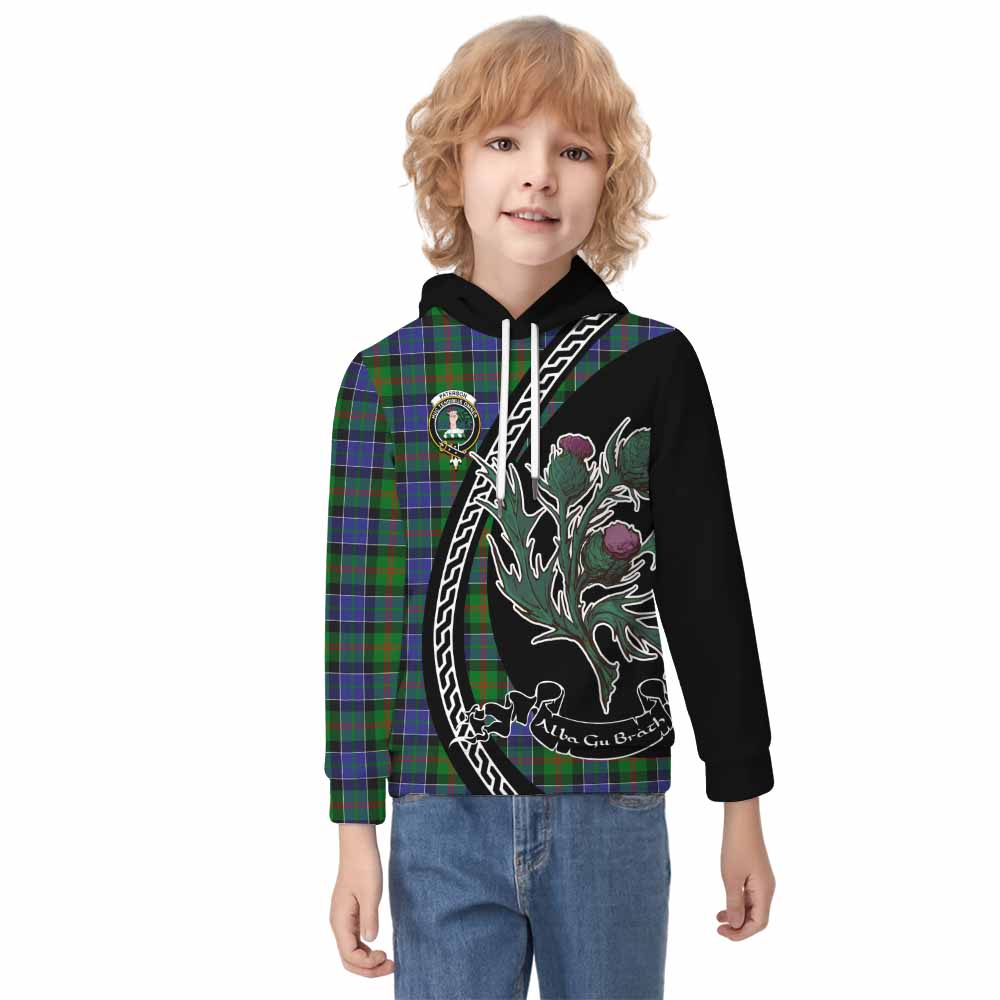 Paterson Family Crest Tartan Kid Hoodie Alba Thistle Inspired - Tartan Vibes Clothing