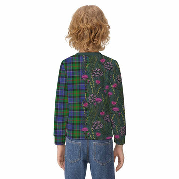 Paterson Family Crest Tartan Kid Knitted Sweatshirt Scottish Thistle Flower Pattern Half Style