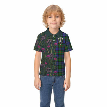 Paterson Family Crest Tartan Kid Polo Shirt Scottish Thistle Flower Pattern Half Style