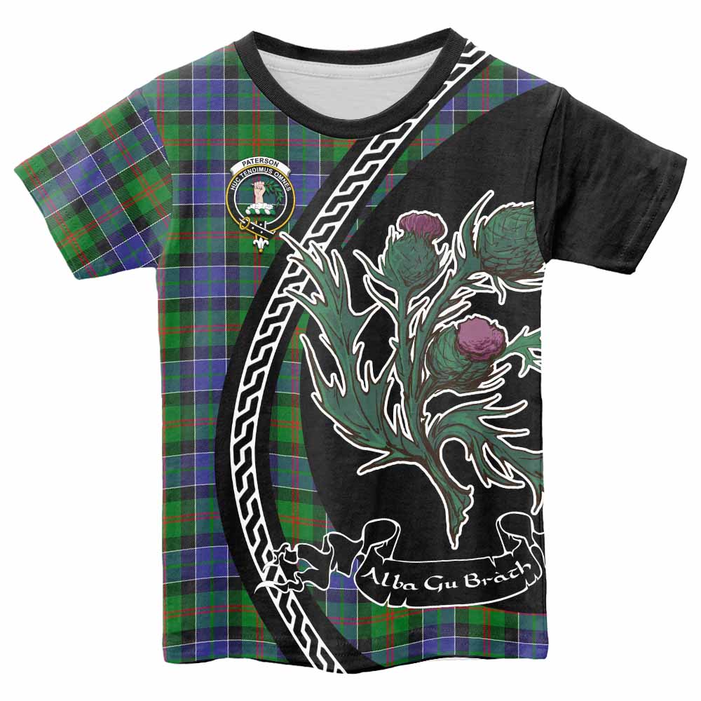 Paterson Family Crest Tartan Kid T-shirt Alba Thistle Inspired - Tartan Vibes Clothing