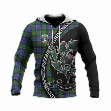 Paterson Family Crest Tartan Knitted Hoodie Alba Thistle Inspired