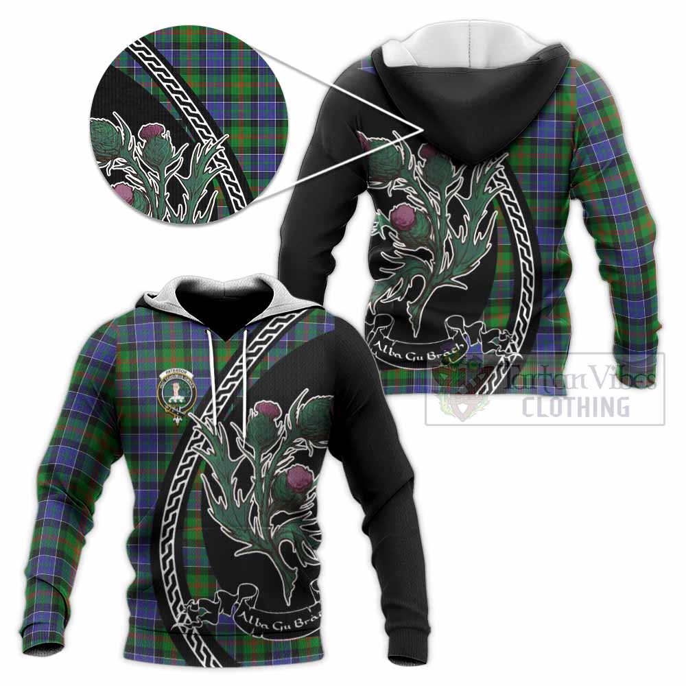 Paterson Family Crest Tartan Knitted Hoodie Alba Thistle Inspired - Tartan Vibes Clothing