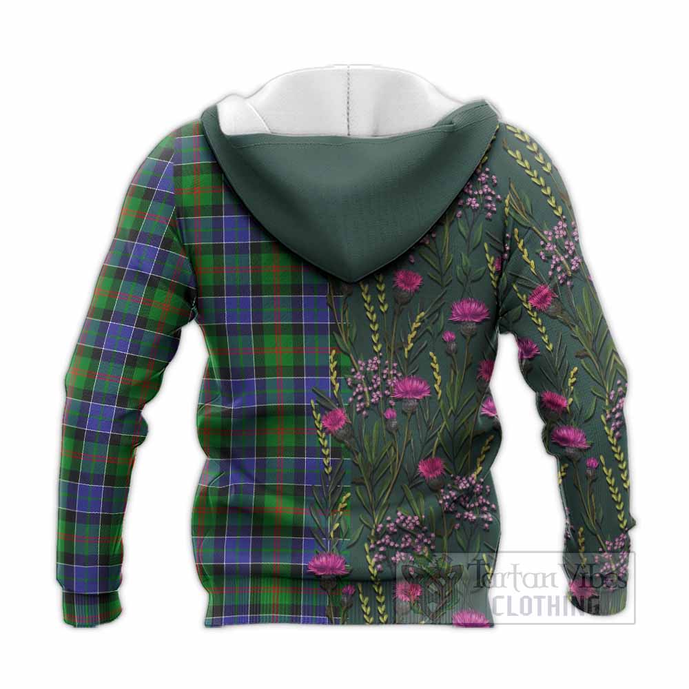 Paterson Family Crest Tartan Knitted Hoodie Scottish Thistle Flower Pattern Half Style - Tartan Vibes Clothing
