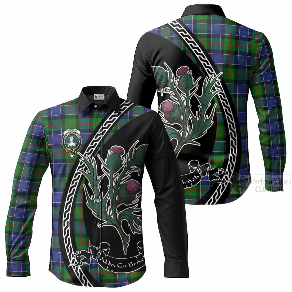 Paterson Family Crest Tartan Long Sleeve Button Shirts Alba Thistle Inspired - Tartan Vibes Clothing