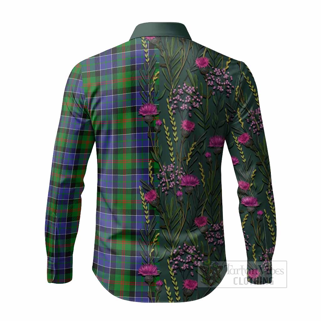Paterson Family Crest Tartan Long Sleeve Button Shirts Scottish Thistle Flower Pattern Half Style - Tartan Vibes Clothing