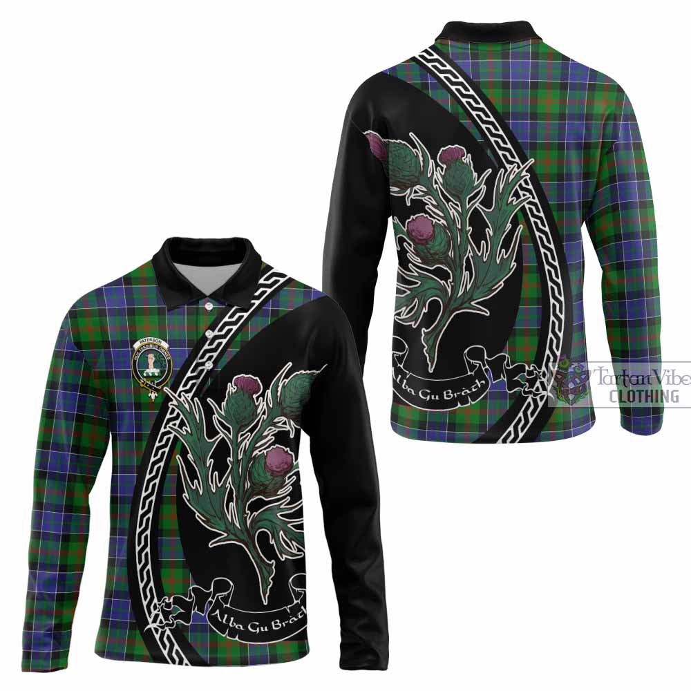 Paterson Family Crest Tartan Long Sleeve Polo Shirt Alba Thistle Inspired - Tartan Vibes Clothing