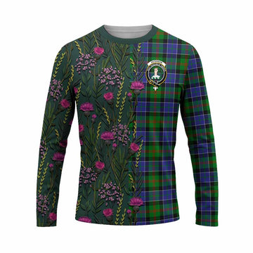 Paterson Family Crest Tartan Long Sleeve T-Shirt Scottish Thistle Flower Pattern Half Style - Tartan Vibes Clothing