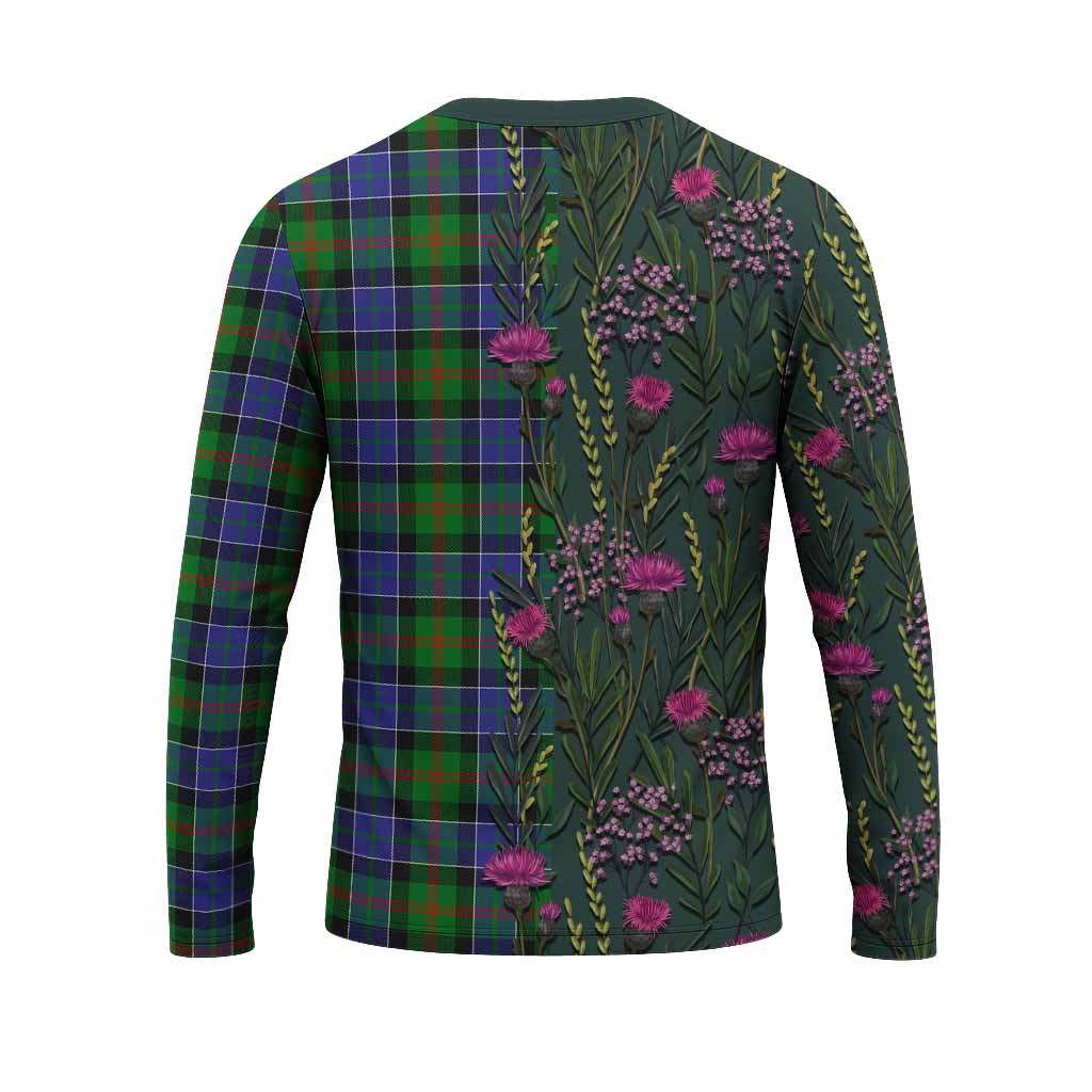 Paterson Family Crest Tartan Long Sleeve T-Shirt Scottish Thistle Flower Pattern Half Style - Tartan Vibes Clothing