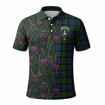 Paterson Family Crest Tartan Polo Shirt Scottish Thistle Flower Pattern Half Style