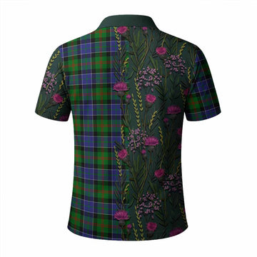 Paterson Family Crest Tartan Polo Shirt Scottish Thistle Flower Pattern Half Style
