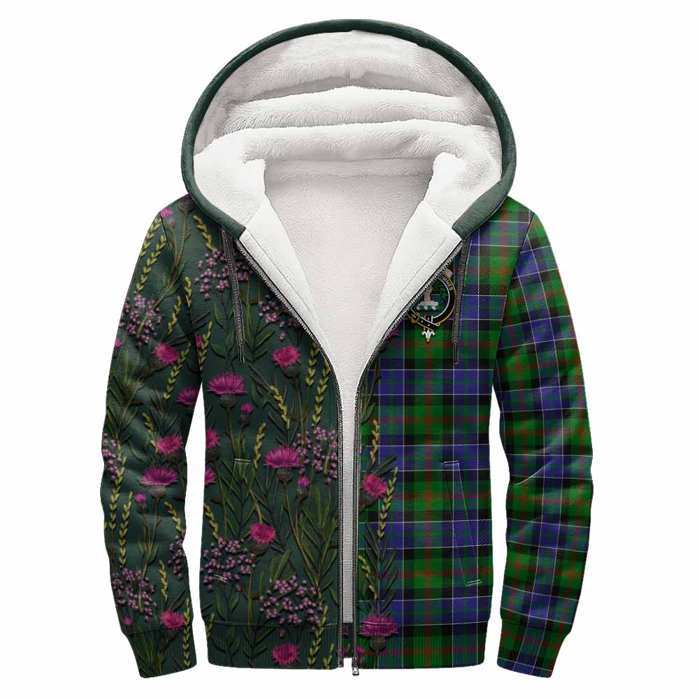 Paterson Family Crest Tartan Sherpa Hoodie Scottish Thistle Flower Pattern Half Style - Tartan Vibes Clothing