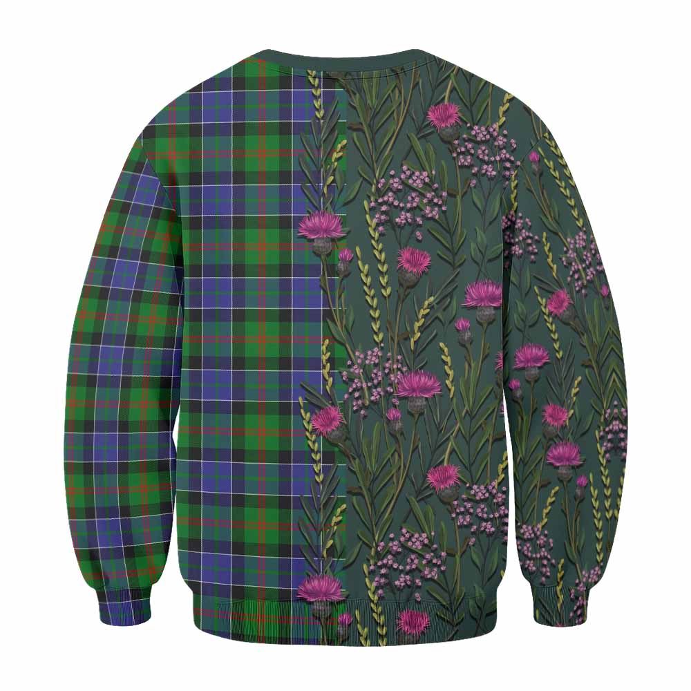 Paterson Family Crest Tartan Sweatshirt Scottish Thistle Flower Pattern Half Style - Tartan Vibes Clothing