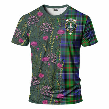 Paterson Family Crest Tartan T-Shirt Scottish Thistle Flower Pattern Half Style - Tartan Vibes Clothing