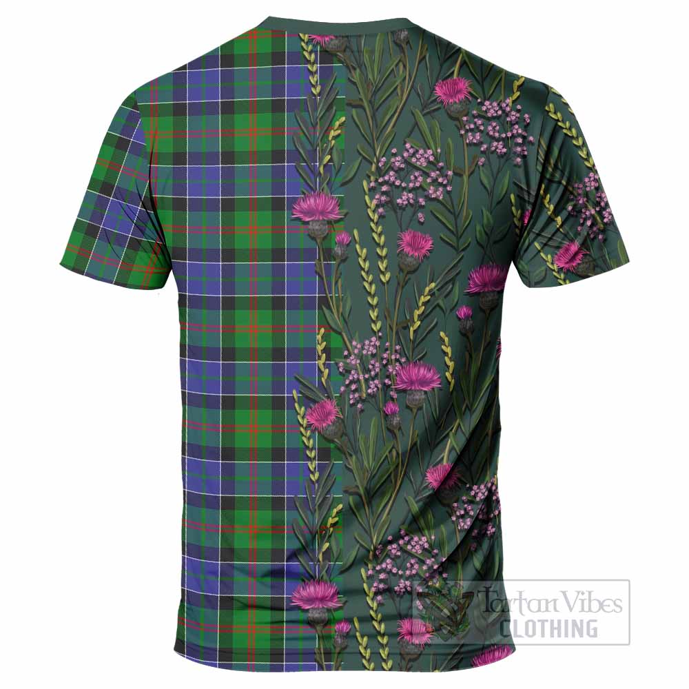 Paterson Family Crest Tartan T-Shirt Scottish Thistle Flower Pattern Half Style - Tartan Vibes Clothing