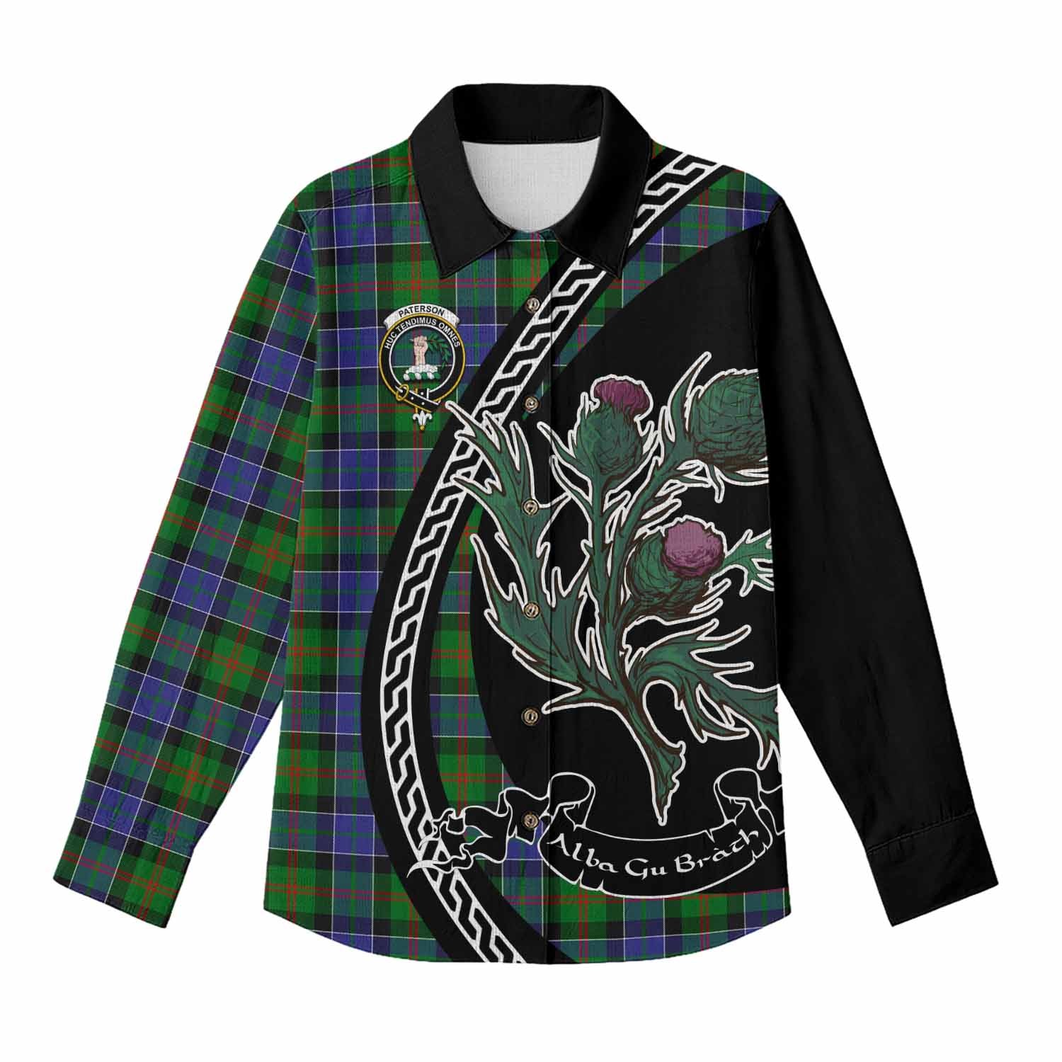 Paterson Family Crest Tartan Women Casual Shirt Alba Thistle Inspired - Tartan Vibes Clothing