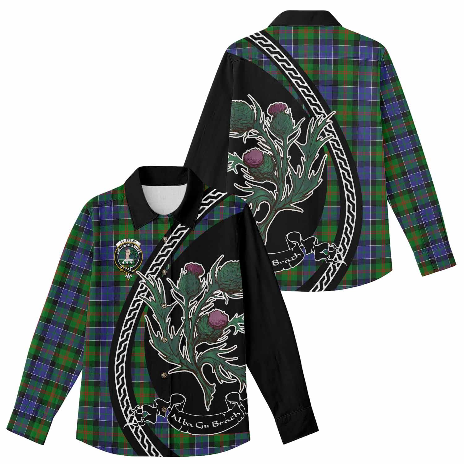 Paterson Family Crest Tartan Women Casual Shirt Alba Thistle Inspired - Tartan Vibes Clothing