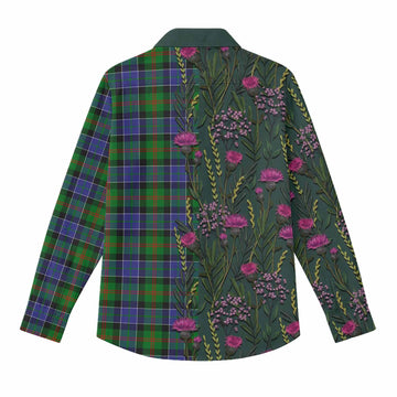 Paterson Family Crest Tartan Women Casual Shirt Scottish Thistle Flower Pattern Half Style - Tartan Vibes Clothing