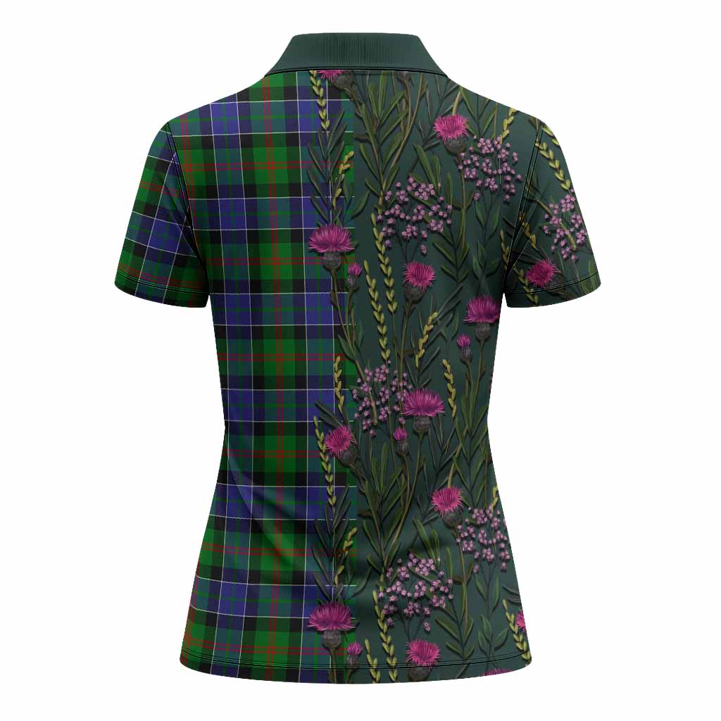 Paterson Family Crest Tartan Women Polo Shirt Scottish Thistle Flower Pattern Half Style - Tartan Vibes Clothing