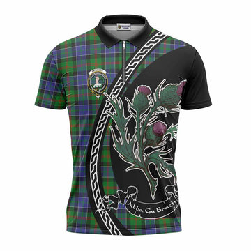 Paterson Family Crest Tartan Zipper Polo Shirt Alba Thistle Inspired