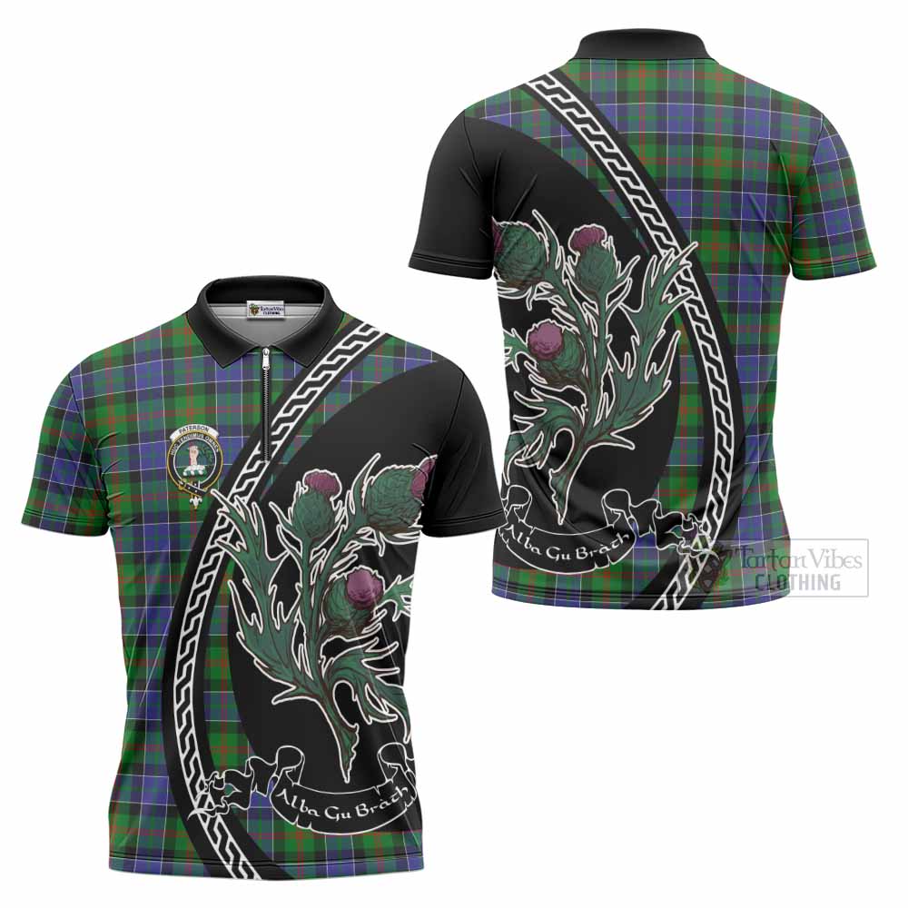 Paterson Family Crest Tartan Zipper Polo Shirt Alba Thistle Inspired - Tartan Vibes Clothing