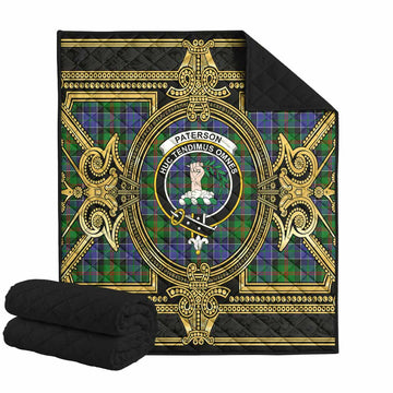 Paterson Scottish Tartan Crest Premium Quilt Royal Stylized