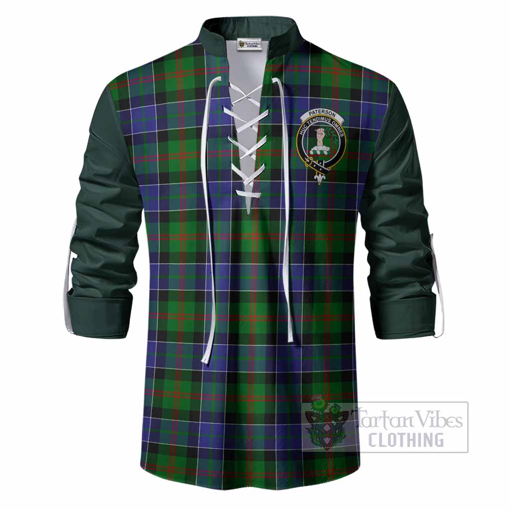 Paterson Tartan Accent Ghillie Shirt with Family Crest