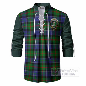 Paterson Tartan Accent Ghillie Shirt with Family Crest