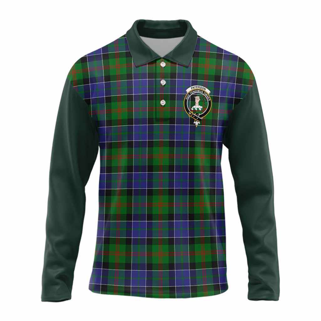 Paterson Tartan Accent Long Sleeve Polo Shirt with Family Crest
