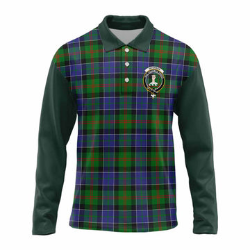 Paterson Tartan Accent Long Sleeve Polo Shirt with Family Crest