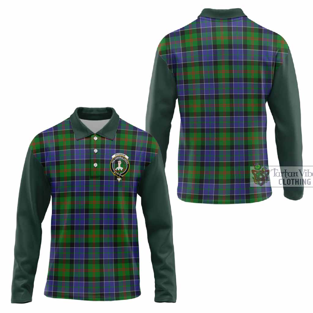Paterson Tartan Accent Long Sleeve Polo Shirt with Family Crest