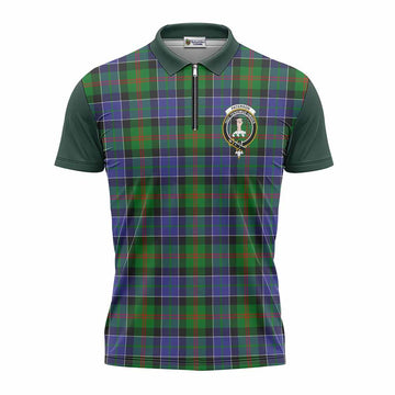 Paterson Tartan Accent Zipper Polo Shirt with Family Crest