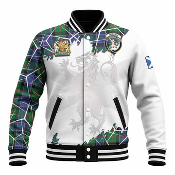Paterson Tartan Baseball Jacket with Family Crest and Lion Rampant Grunge Style