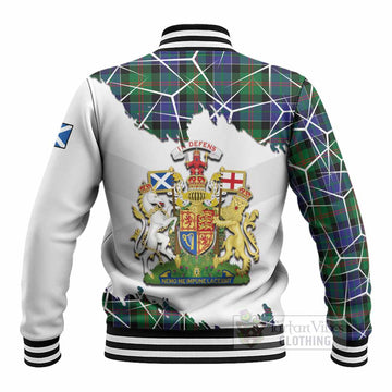 Paterson Tartan Baseball Jacket with Family Crest and Lion Rampant Grunge Style