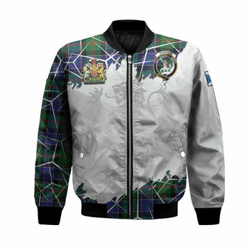 Paterson Tartan Bomber Jacket with Family Crest and Lion Rampant Grunge Style
